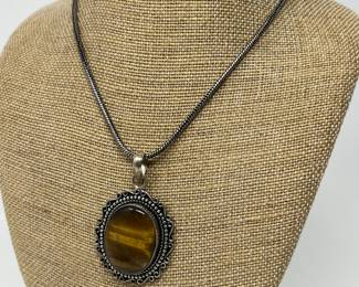 Lot 393 | German Silver Tigereye Pendant Necklace