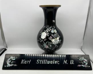 Lot 189 | As Found Abalone Lacquered Vase & MD