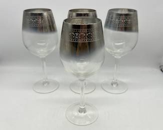 Lot 102a | (6) Vintage Silver Fade Ombre Wine Glasses