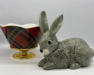 Lot 43 | 1980's Handpainted Ceramic Rabbit, Tartan Vase