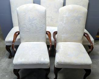 Upholstered Dining Chairs With Claw Feet, Captain Chairs, Qty 2, 43" x 24" x 24", Armless Chairs, Qty 3, 43" x 21" x 24", Seat Height For All Chairs 20", Total Qty 5