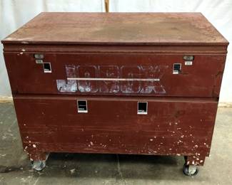 Metal Job Box On Casters With Interchangeable Locks And Hinged Lid, 39" x 48" x 30"