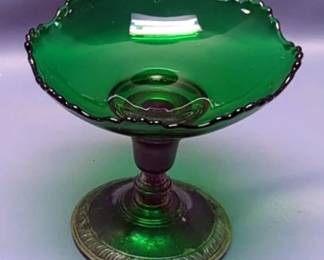 Frank M Whiting Duchin Sterling Silver Based Glass Pedestal Bowls, Qty 2, 5.5" Tall