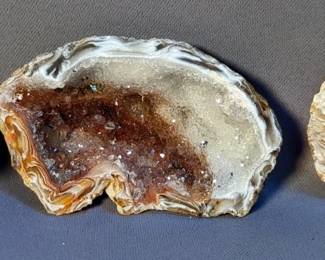 Natural Agate Geode, Qty 3, 3.5", 3.25", And 2.5"