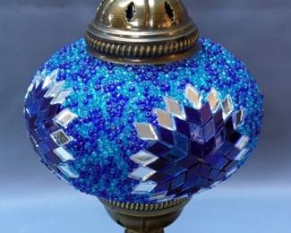 Turkish Mosaic 13.5" Table Lamp, Powers On