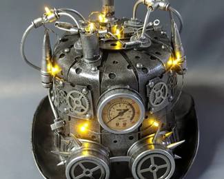 Steampunk Lighted Mad Scientist Time Traveler Top Hat