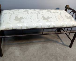 Upholstered Metal Framed Sitting Bench, 21.5" x 42" x 18"