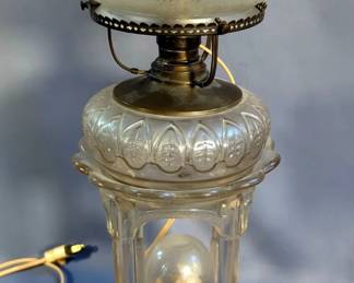 Antique 1883 Electric Applesauce Pattern Lamp, 19.5" Tall