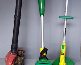 Weed Eater10 " Electric Trimmer, Model 1210, Home Lite Yard Broom Gas Powered Blower, And Weed Eater Cordless Twist 'n Edge Edger