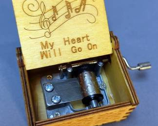 My Heart Will Go On Miniature Wood Music Box With Hand Crank, 1.5" x 2.5" x 2"