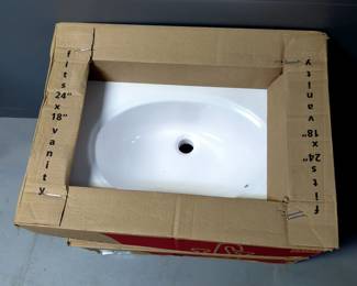 Vanity Top Oval Solid White Porcelain Sink Basins, Qty 2, 25" x 19", Fits 24" x 18" Vanity