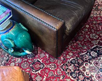 Pair English leather club chairs 