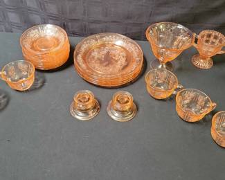 Pink Depression Glass Set