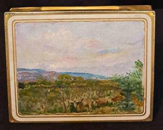 Painting Of Cattle On Cigarette Tin