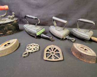 Antique Irons With Trivets