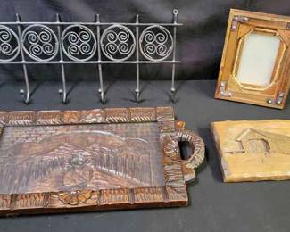 Carved Wood And Metal Decor