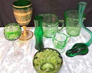 Assorted Green Glass