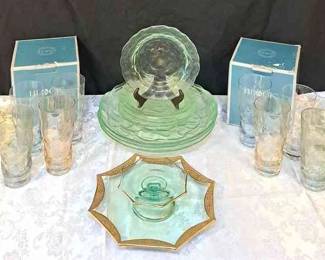 Green Glass And Handcut Crystal 