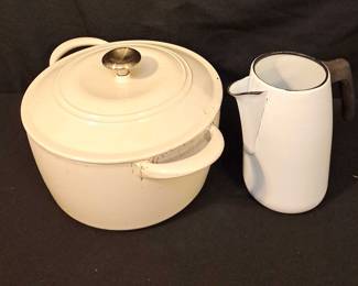 Cast Iron Enamel Pot And Pitcher