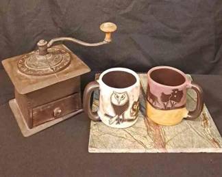 Vintage Mill With Art Mugs