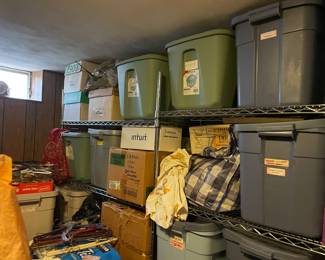 . . . hmmm . . . what's in these tote bins?!  Great stainless steel storage racks