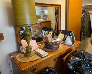 . . .  retro lamp on mirrored dresser