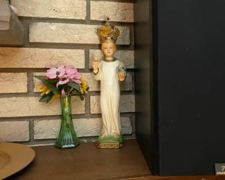 . . . religious icon, carnival glass vase