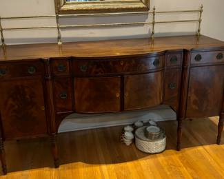 Beautiful Federal Sideboard with Brass Rail Back