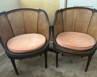 French Louis XVI Bergere Cane Chairs