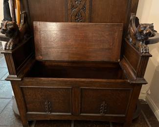 Antique Hall Tree, Coat & Hat Rack, Umbrella Stand  with Bench Storage