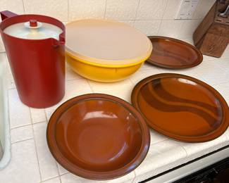 Vintage Tupperware and Plates and Bowls