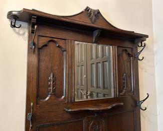 Antique Hall Tree, Coat & Hat Rack, Umbrella Stand  with Bench Storage