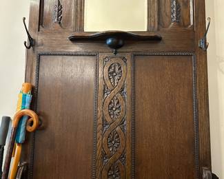 Antique Hall Tree, Coat & Hat Rack, Umbrella Stand  with Bench Storage