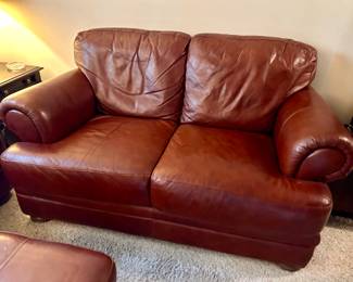 Brown Leather Loveseat