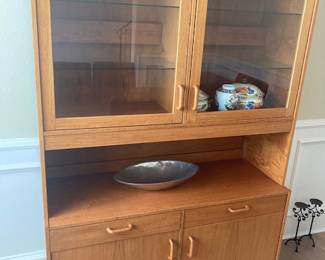 Teak china cabinet with lights