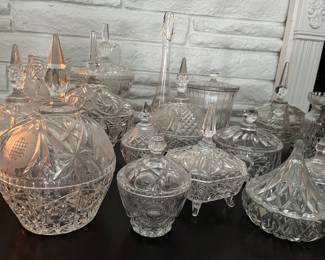 Crystal Candy / Nut  / Sugar Cube Bowls with Lids