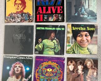 Vintage Vinyl Records Rock, Blues, and More: The Kinks, Kiss, Eagles, Aretha Franklin, Peter Frampton, Grateful Dead, Badfinger, Carole King