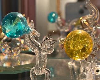 Glass & Swarovski Crystal Figurines: Horse with Balloons. 