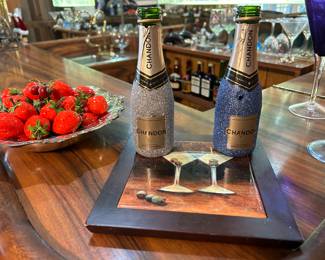 Bedazzled Strawberries and Chandon Champagne Bottles 