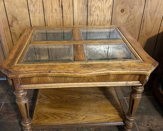 Vintage Wood and Glass Side Table