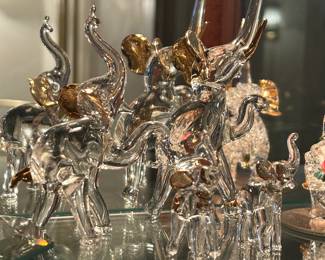 Glass & Swarovski Crystal Figurines: Elephants