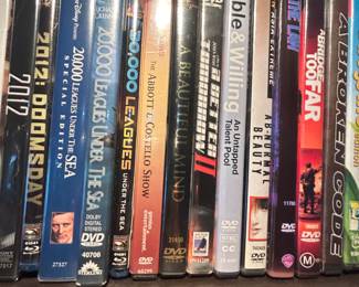 Huge DVD Movie Library: 2012, 2000 Leagues Under the Sea, Abbot and Costello, A Beautiful Mind, Above the Law, A Bridge to Far...
