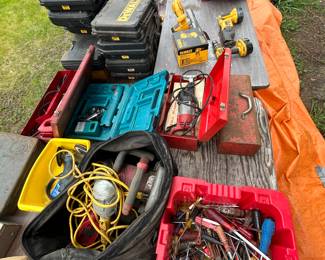 Containers filled with Power Tools and Hand Tools