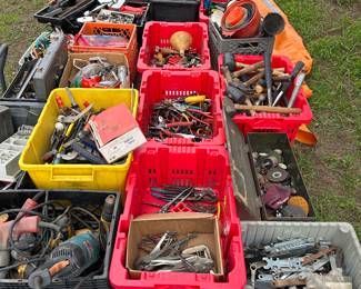 Containers filled with Power Tools and Hand Tools