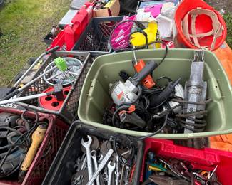 Containers filled with Power Tools and Hand Tools