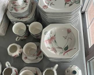 Have a Special Event Coming Up? Glam it up with this vintage Mikasa Silk Flowers Serving Set: Dinner Plates, Salad Plates, Bowls, Tea Set and More