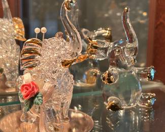Glass & Swarovski Crystal Figurines: Elephants