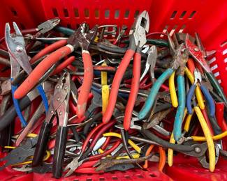 Containers filled with Power Tools and Hand Tools: Pliers and More!