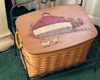 Longeberger magazine basket andstand