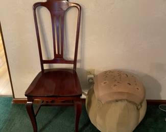 Antique side chair and Poof